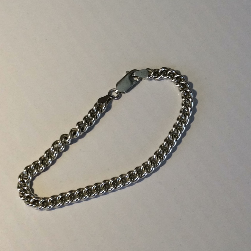 Sterling Silver Curb Chain Bracelet Italy